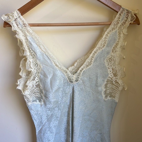DIOR Vintage Christian Dior blue lingerie floral Nightgown Lace Negligée medium - Picture 6 of 7